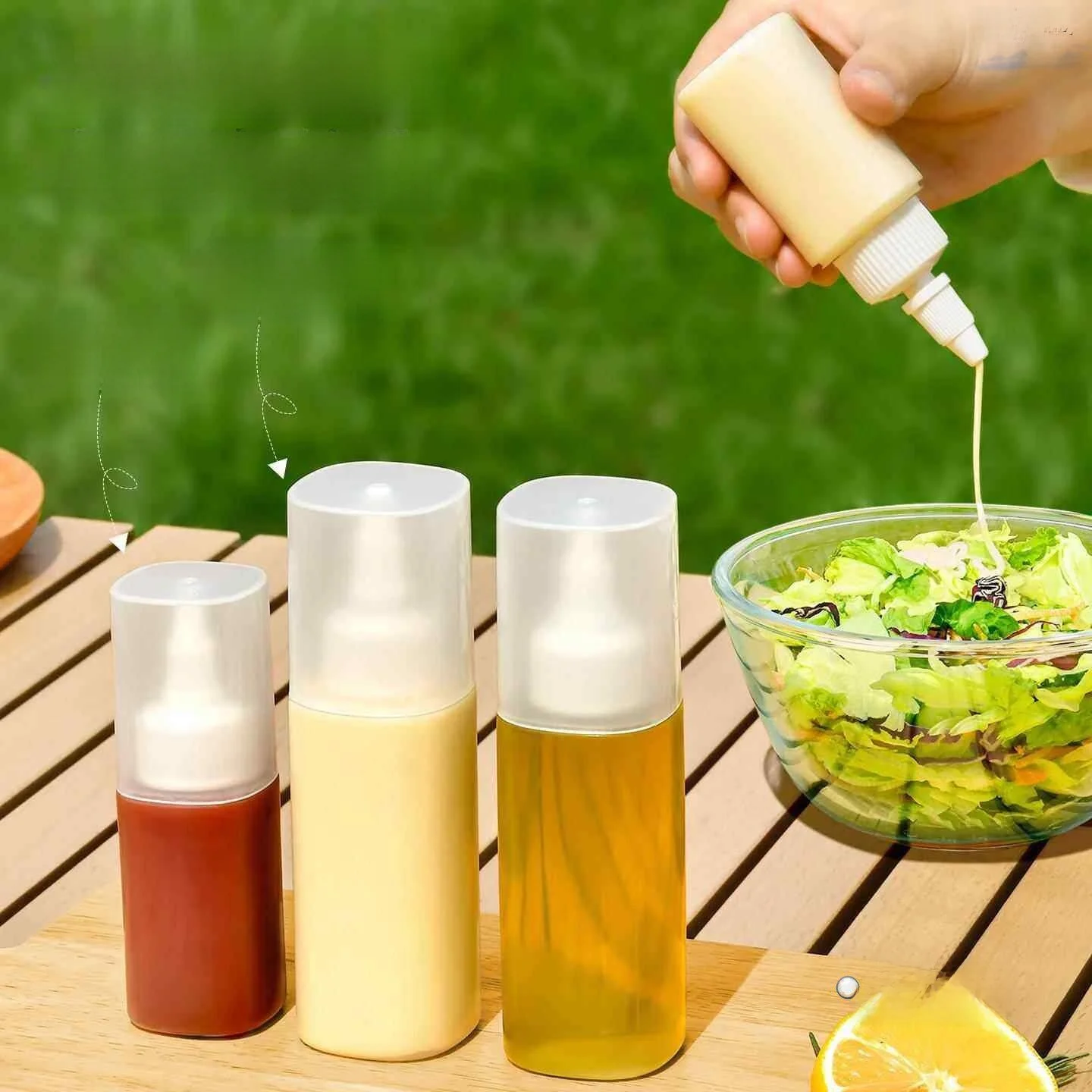 Garrafa Portátil para Molhos de Camping ao Ar Livre: Dispensador de Vinagre e Molho Shoyu, Garrafa de Temperos Espremível, Pote de Óleo Selado Anti-Gotejamento