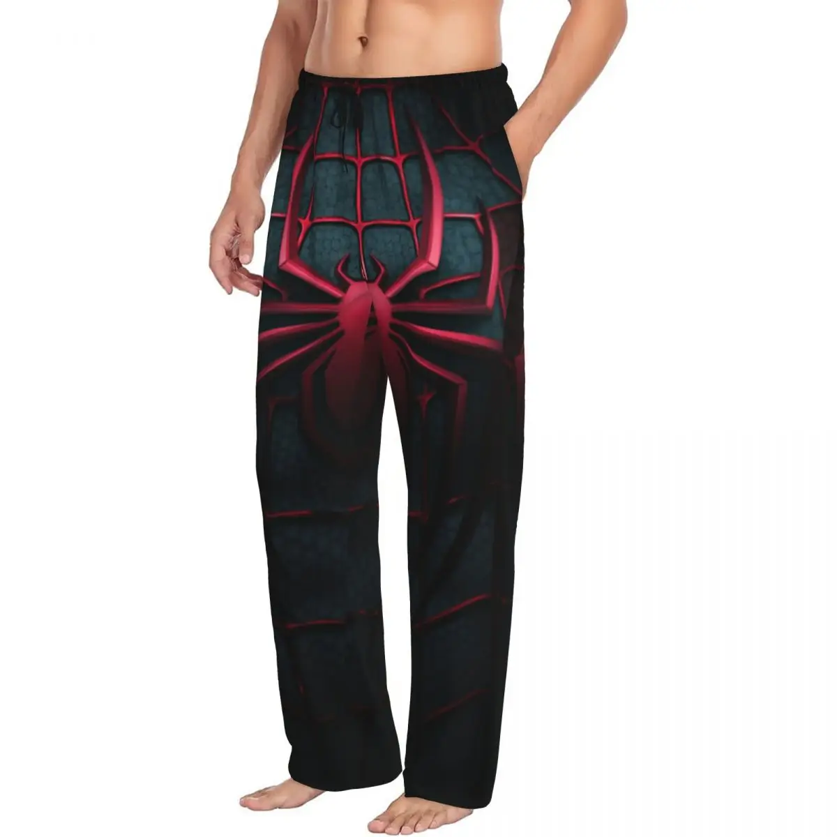 Custom Printed Men's Spider Web Pajama Pants Sleepwear Sleep Lounge Bottoms with Pockets