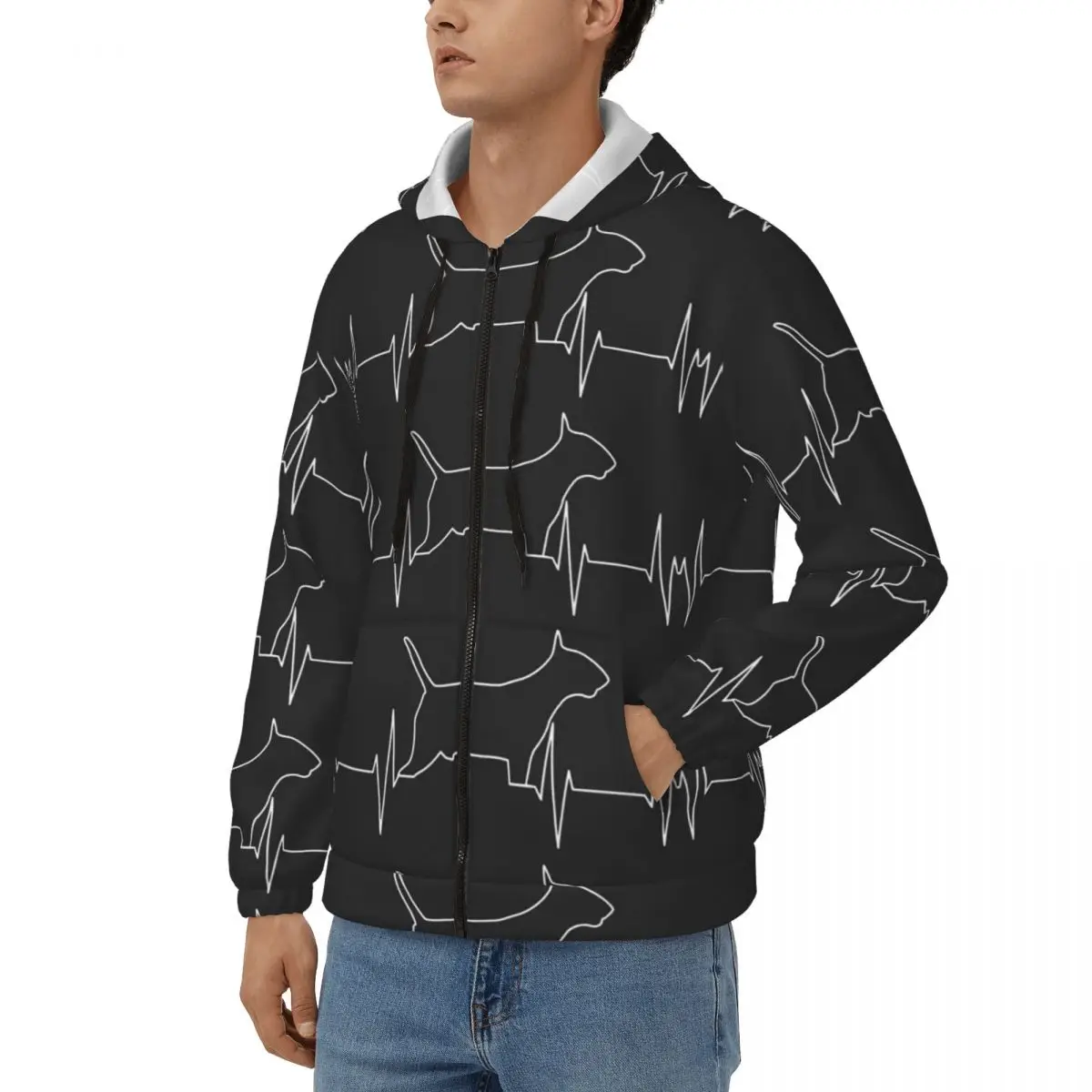 Nope Bull Terrier Dog Lazy Animal Pet Zipper Hoodie Harajuku Pullover Autumn Winter Men Women Sweatshirt Long Sleeve Tops
