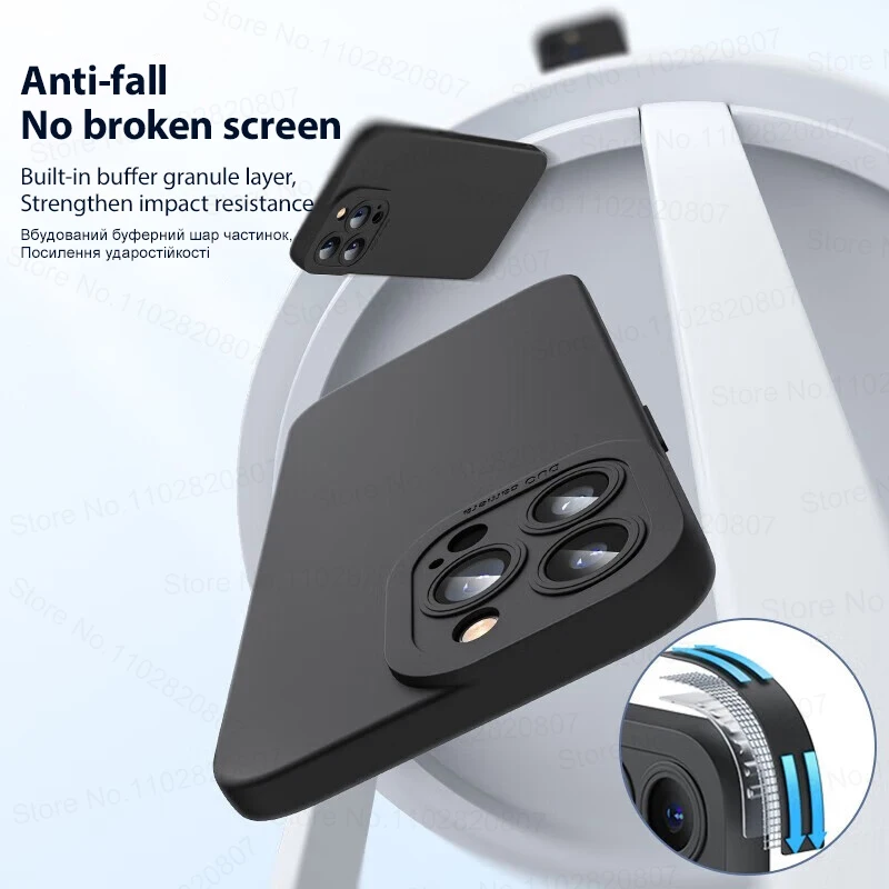 Luxury Lens Protection Shockproof Case For iPhone 15 14 13 12 11 Pro Max Plus Liquid Silicone Cases Soft Cover Phone Accessories image 5
