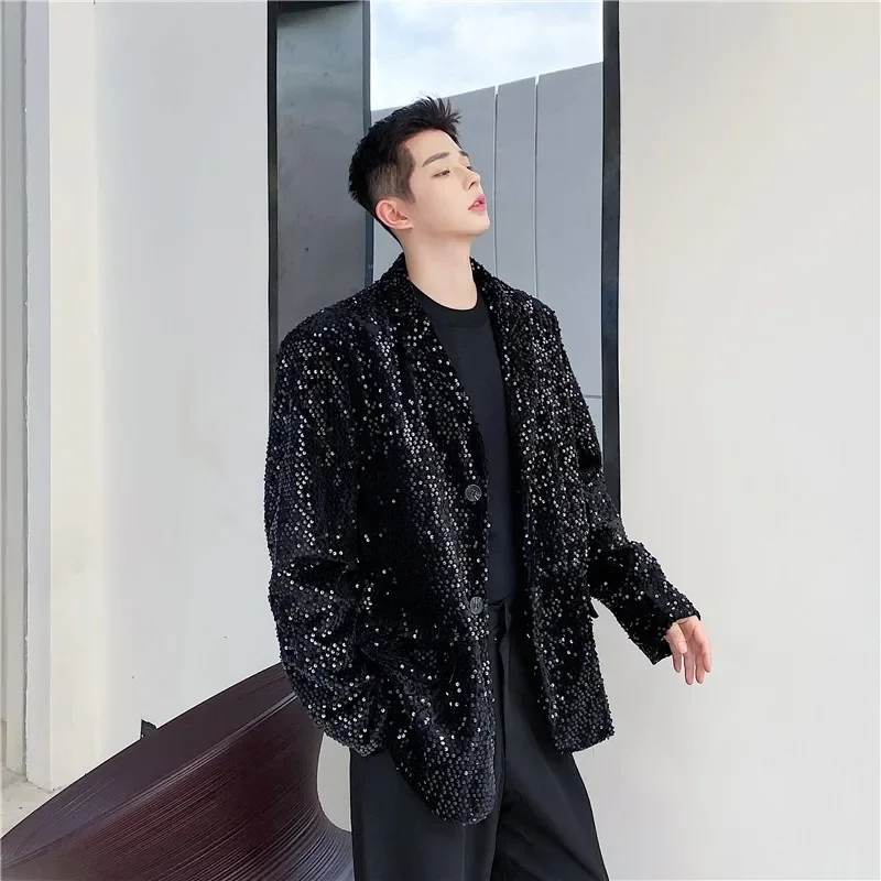 

Male Shiny Blazers 2024 Spring Jacket Men Stylish Sequin Decor Blazer for Men Suit Jackets Dazzling Stage Clothing