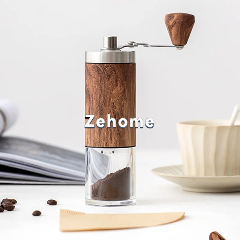 Hand-crank coffee grinder, manual coffee machine grinder, hand-crank portable wood-grain folding grinder for home use