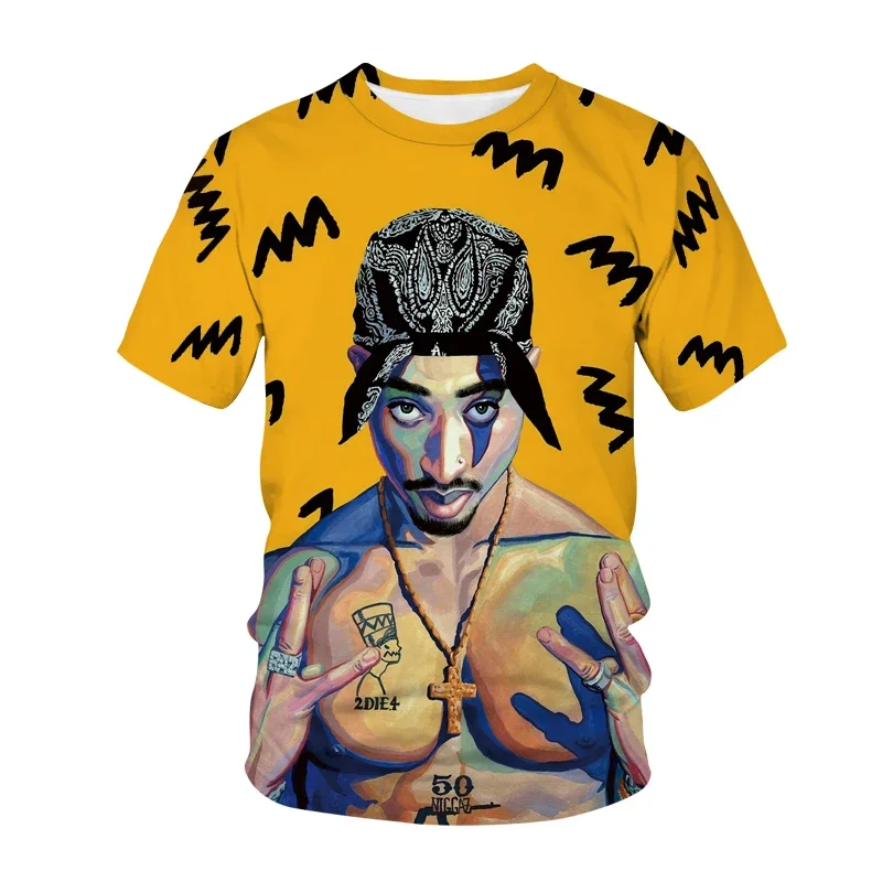 

Summer New Fashion 3D 2PAC Printed T-shirt Short Sleeve Clothing Cool Rap Street Clothing Fashion Music Festival T-shirts and To