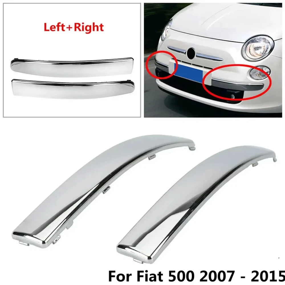 

​Chrome Silver Car Front Bumper Moulding Lower Trim for Fiat 500 2007-2015 Bumper Lower Trim Cover 735455056 735455057