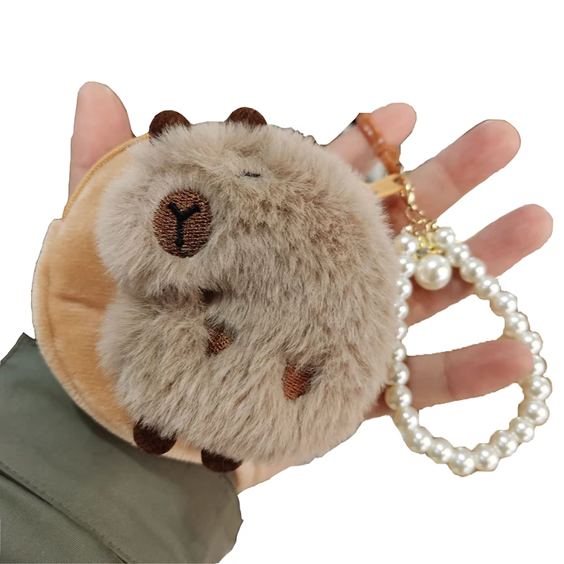 Fun Cute Small Animal Wallet Cartoon Capybara Plush Coin Purse Money Change Pouch Girls Kids Lovely Headphone Storage Bag Gift