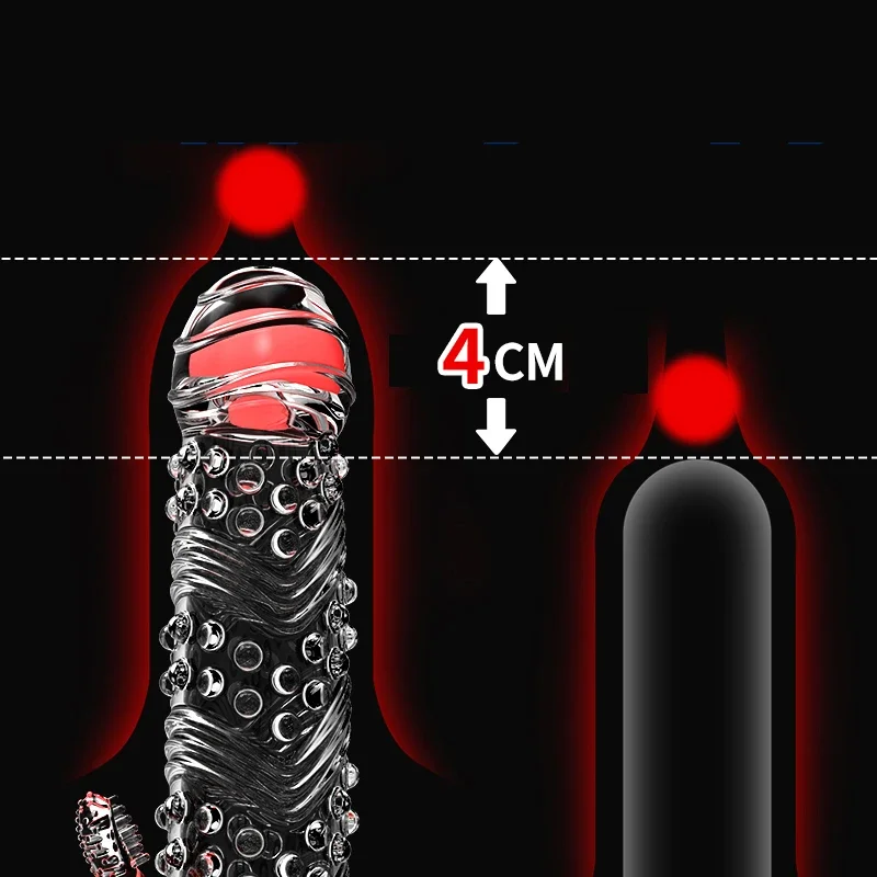 Penis Extension Sleeve Vibrator Extender 4cm Reusable Condoms Soft Delay Ejaculation Dick Sleeve Adult Sex Toys for Men