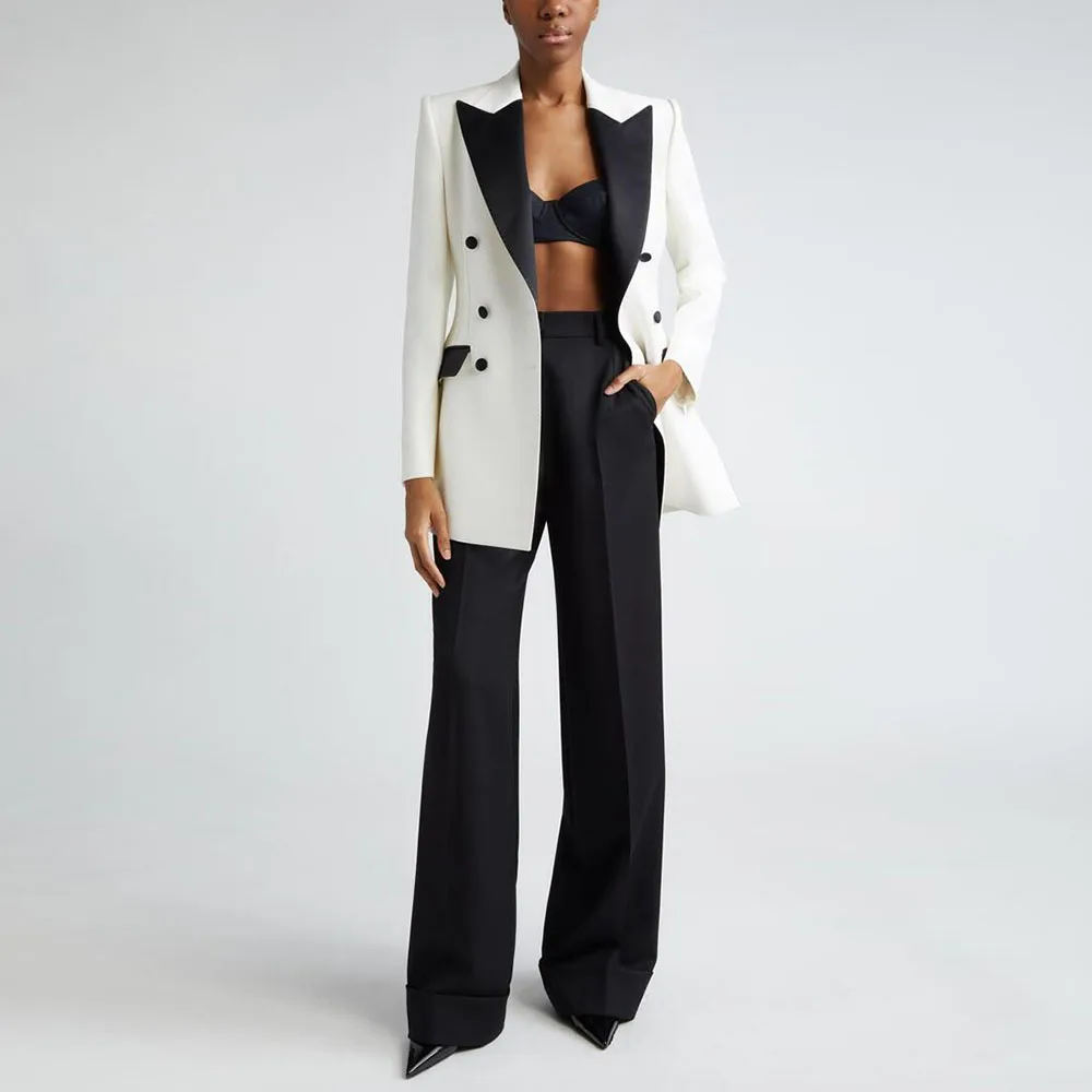 

Fashion Women Suits High Quality 2 Pieces Jacket Pant Formal Occasion Peak Lapel Double Breasted Customize Female Suit Stylish