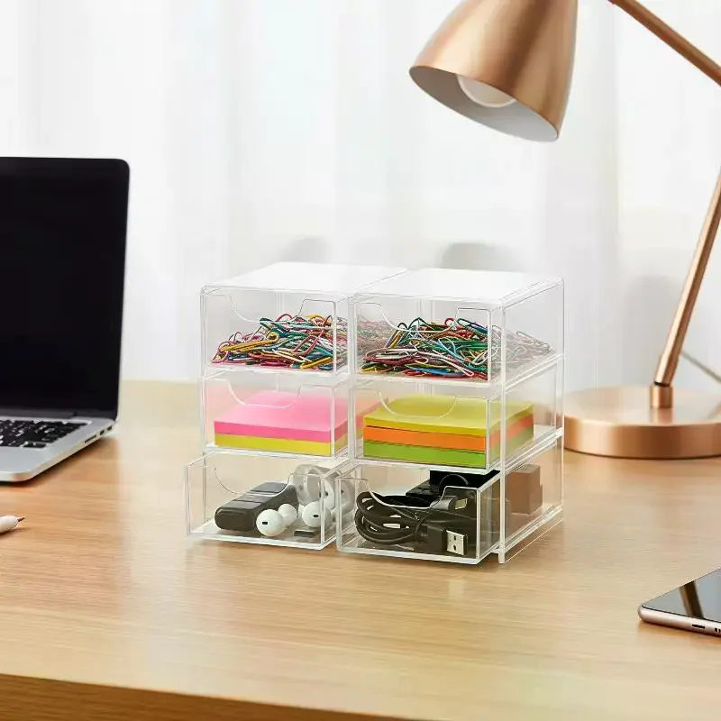 3-Tier Clear Acrylic Drawer Storage Box Waterproof Dustproof Desktop Organizer for Bathroom Counter Skincare Storage