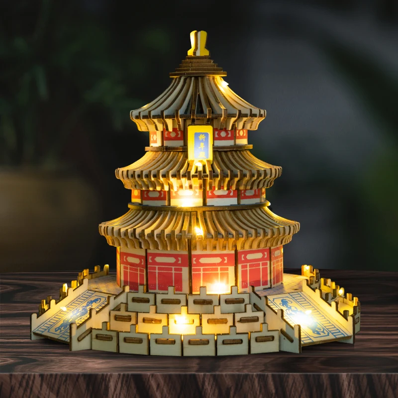 

Chinese Ancient Architecture Series,3D Wooden Stereo Puzzle,Forbidden City Corner Tower/Temple of Heaven Style,Detail Replica