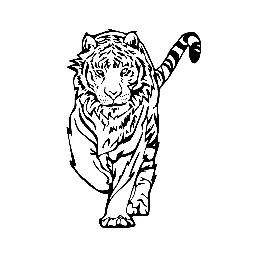 1Pc 2D Flat Walking Tiger Vinyl Sticker, Waterproof UV‑Resistant Decal for Car Motorcycle Cover Scratches Decor, Holiday Gift
