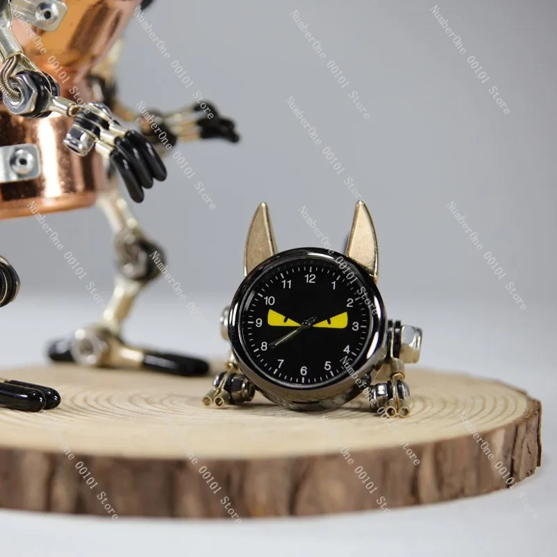 Steampunk Robot Desk Clock Industrial Style Desktop Ornament Modern Light Luxury Figurine Decorative Timepiece Study Room Office