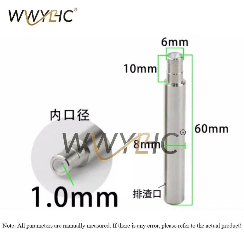 Perforation Machine Guide Extended Z140D Copper Tube Fine Hole Discharge Eye Mold Guide Nozzle 8x60x0.9~1.4mm