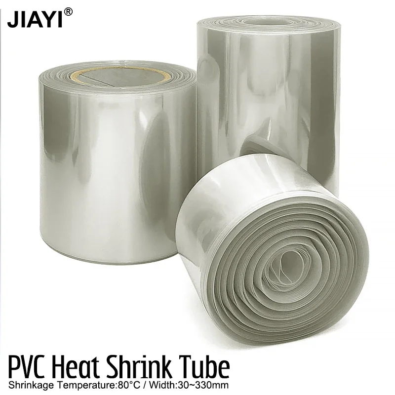 Breite 21-250mm Transparenter PVC-Schrumpfschlauch Flammhemmend Wasserdicht Alterungsbeständig Isolierhülse 18650 Batteriekabel-Abdeckung