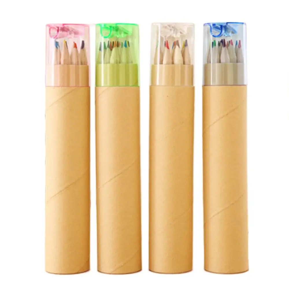 12/6Colors Barreled Colored Pencils Kawaii Child Drawing Art Pencils Crayon Student Drawing Sketching School Stationery Supplies