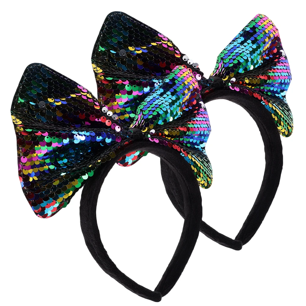 

2Pcs Sequins Bow Headbands Kids Girls Hair Accessories Festival Party Headdress Carnival Cosplay Lightweight Comfortable