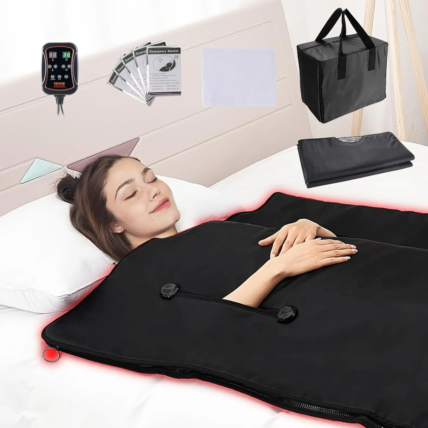 Vevor Far Infrared Carbon Heating Sauna Blanket For Detoxification, Portable Far Infrared Sauna For Home With Arm Holes For