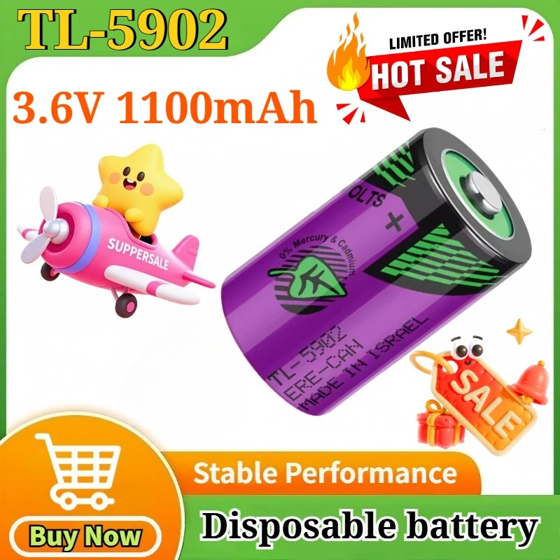 

2-4PCS TL-5902 3.6V 1100mAh 1/2AA Lithium Battery TSXPLP01 Non-Rechargeable for Probe ETC Programmer PLC Industrial Equipment
