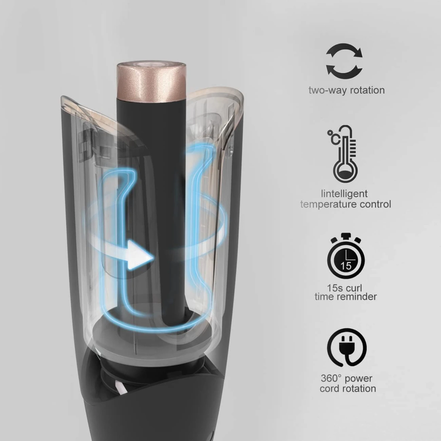 Advanced Large Curling Iron for Effortless and Safe Styling - Achieve Perfect Curls with Anti-Scald Technology, Automatic Rotati