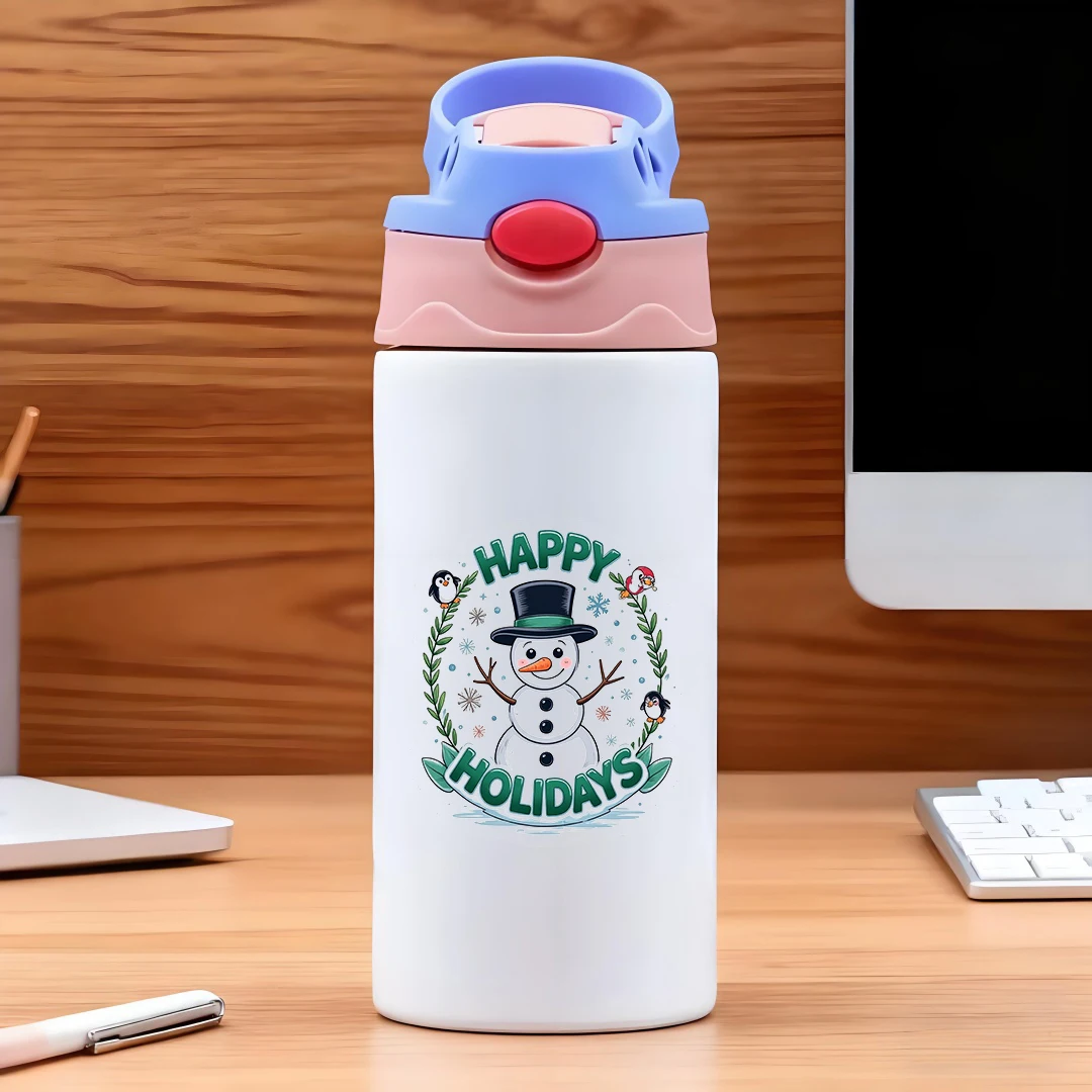 304 الفولاذ المقاوم للصدأ كوب معزول الكرتون ثلج كوب بقشة الاطفال زجاجة ماء محمولة الاحتفاظ الحراري عيد الميلاد نعم جديد #2