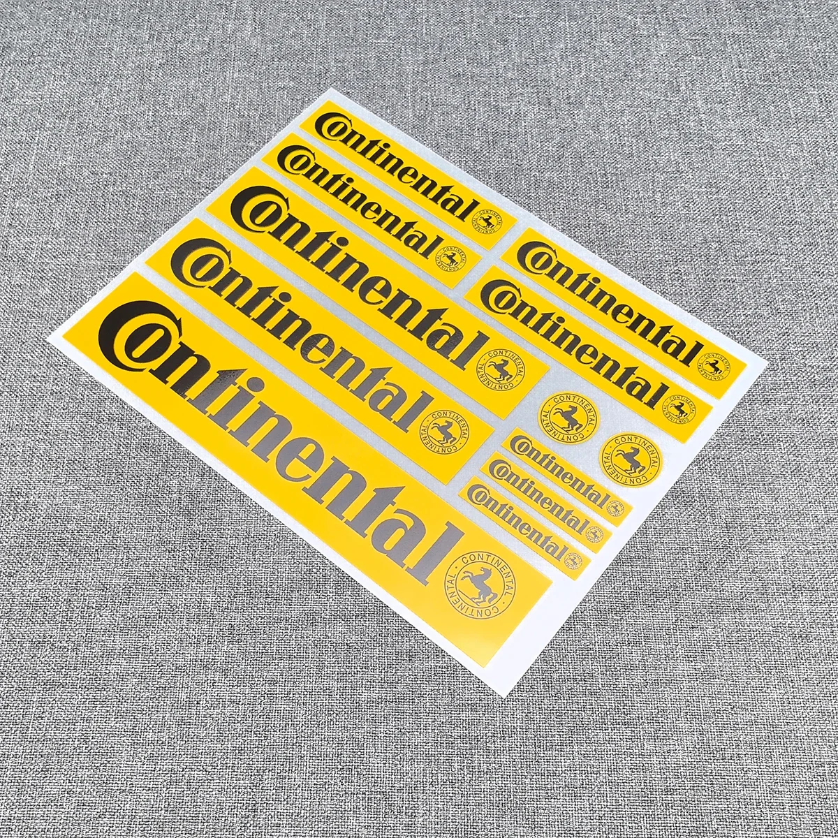 12Pcs CONTINENTAL Black on Yellow Decal Set Stickers Motorcycle Sticker Car Decals