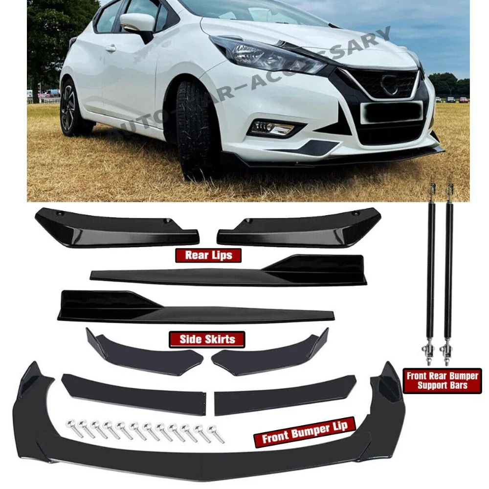 

For Nissan Versa S Front Rear Bumper Lip Spoiler Splitter Body Kit Side Skirt United States