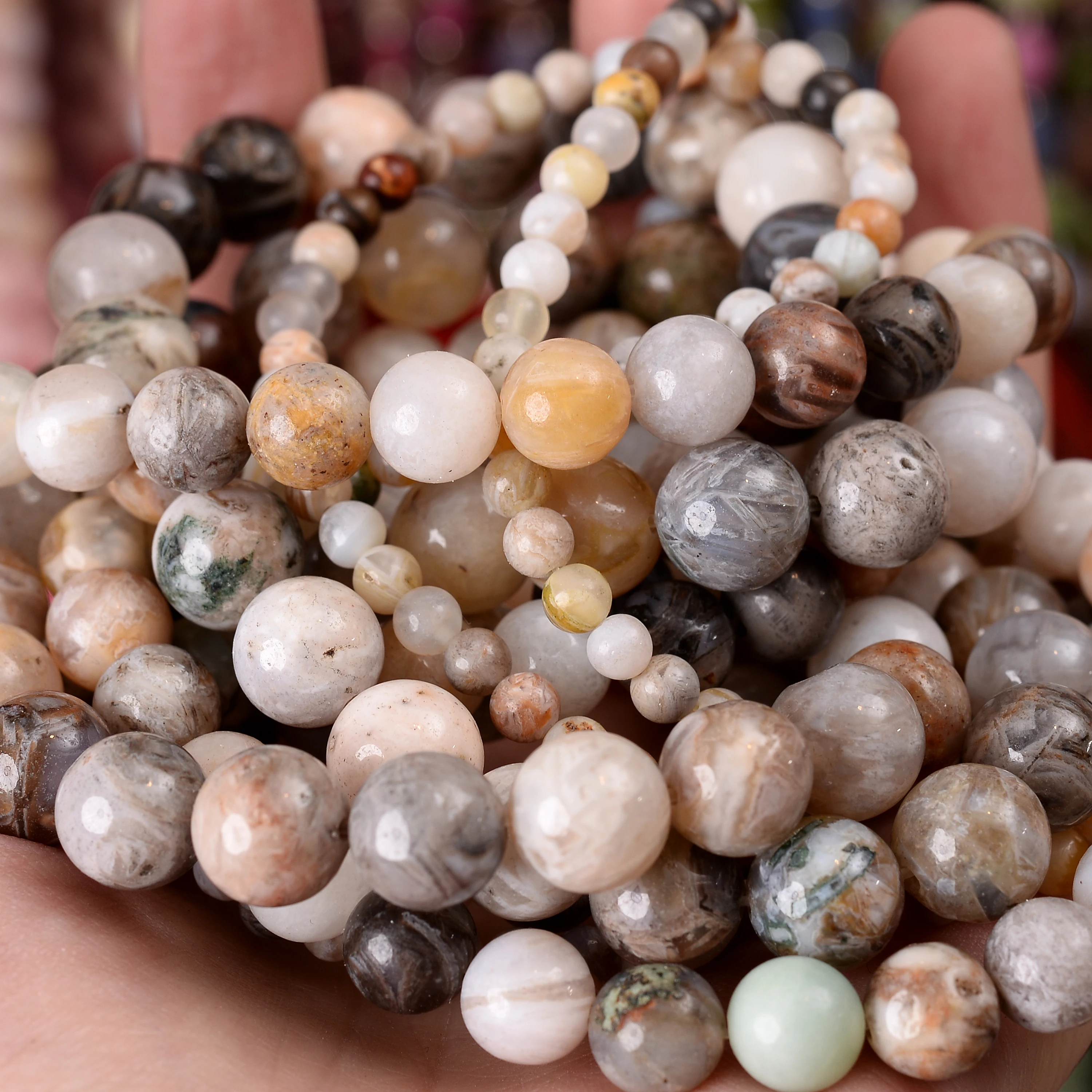 Natuursteen Kralen Lava Jaspers Tijgeroog Quartz Agaat Ronde Losse Kralen voor Sieraden Maken DIY Armband Accessoires 4-12MM
