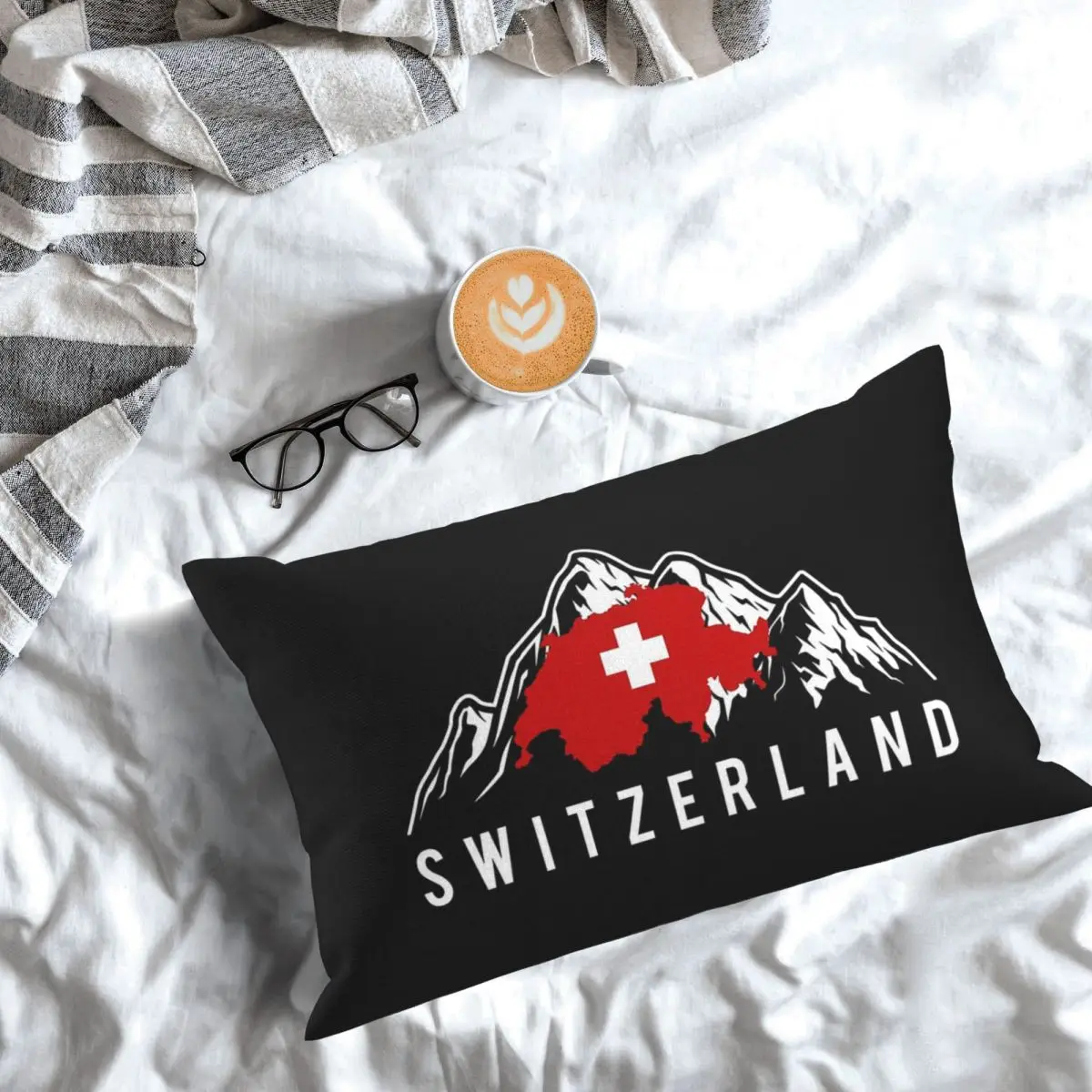 Swiss Switzerland Flag Rectangle Pillowcase Cushion Cover Decor Bedroom Bed Home Comfort Throw Pillow