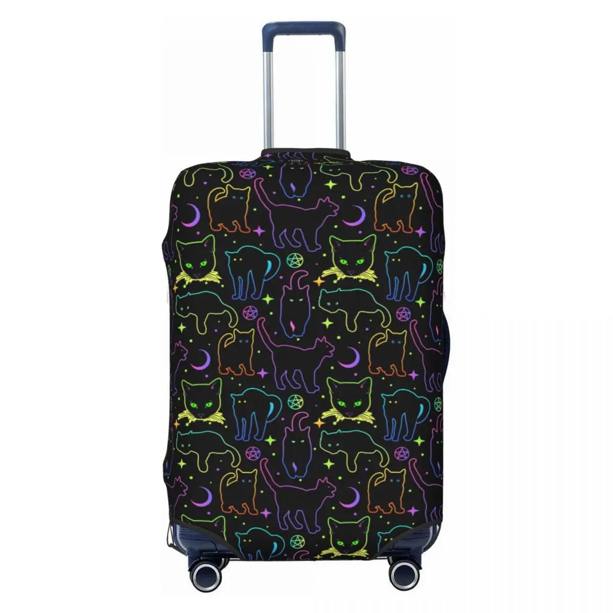 Funda de equipaje de viaje lavable con dibujos animados divertidos personalizados para Halloween, brujería, Gato Negro, Protector de maleta, 18-32 pulgadas