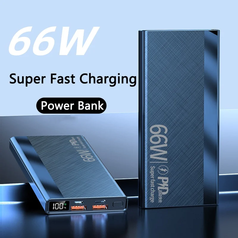 

66W Super Fast Charging Power Bank 30000mAh 4 USB Portable Charger Powerbank for iPhone 16 Samsung Xiaomi External Battery Pack
