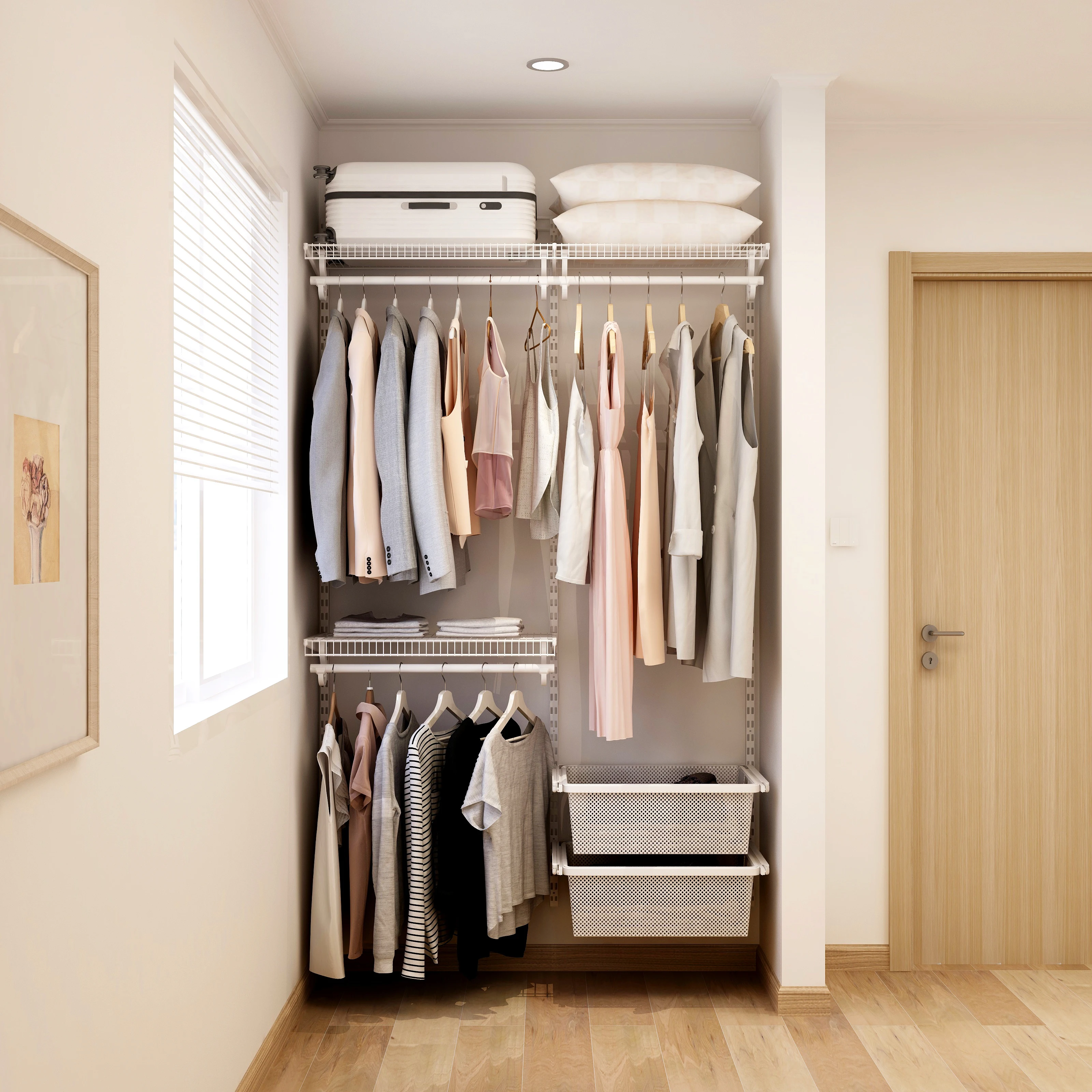 

Modern Open Cloakroom Wall Mounted Closet Organizer Household Clothing Storage Rack For Bedroom Living Room