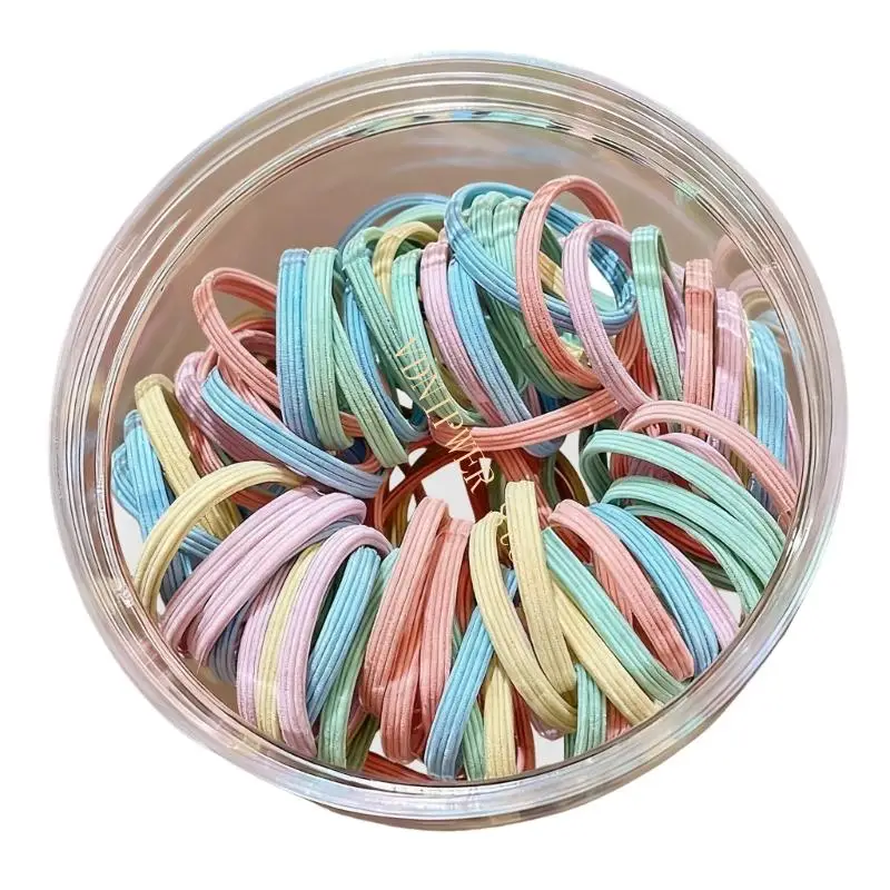 Accessori colorati per coda cavallo flessibili e qualità, stile tessuto spesso, anelli per capelli senza danni, D08E