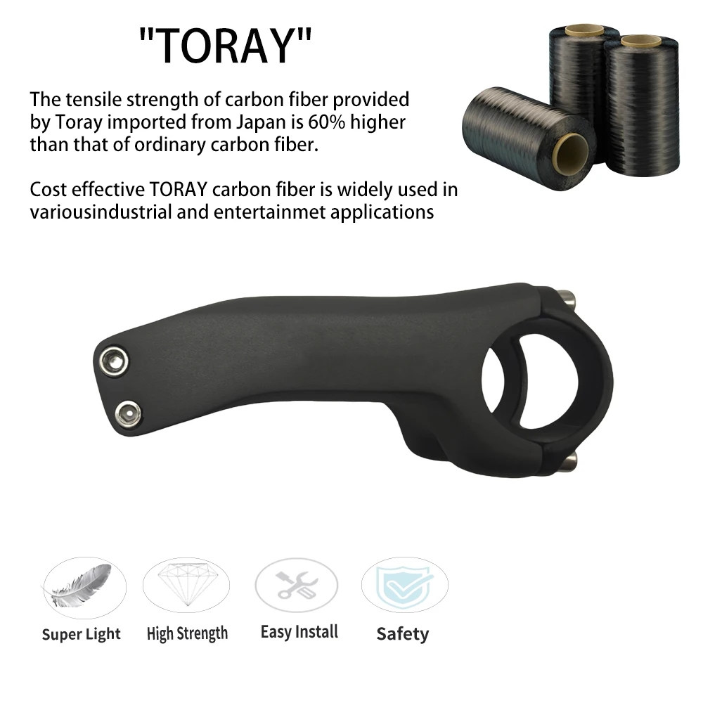 Verstellbarer Carbon-Fahrradvorbau 6/17 Grad 70-130mm Steuerrohr-Zubehör für MTB und Rennräder – Detail 6
