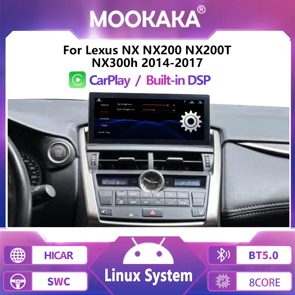 10.25'' Android 13 CarPlay Auto Radio For Lexus NX NX200 NX200T NX300h 2014-2017 Car Multimedia Player Navigation GPS DSP Linux