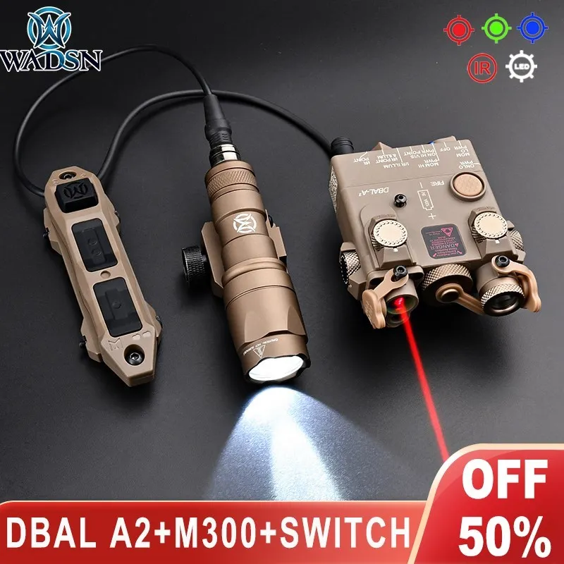 Wadsn DBAL A2 Airsoft Green Blue Red Dot Laser IR M300A Tactical  Flashlight With Dual Control Pressure Switch Weapon Scout Ligh