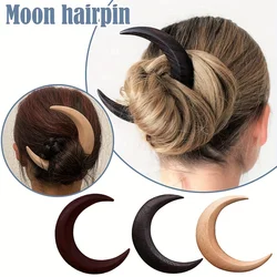 Carved Crescent Moon Wooden Hair Stick for Women - Stylish and Easy to Use Hair Accessory