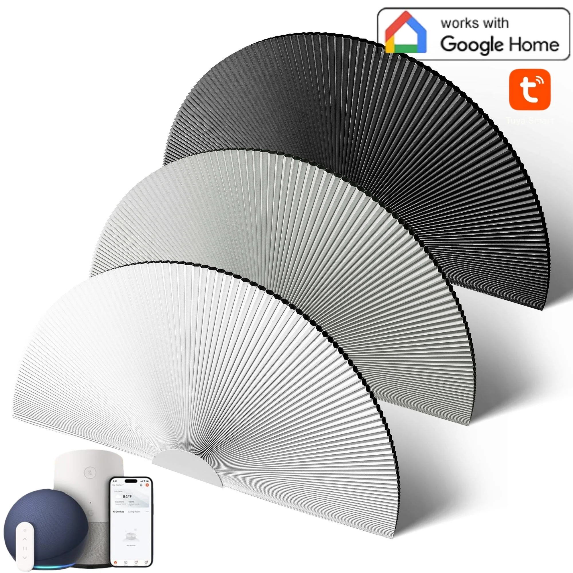 Smart Customizable Blackout  Privacy Protection Rechargeable Motorized Arch Honeycomb Blinds For Arch Window