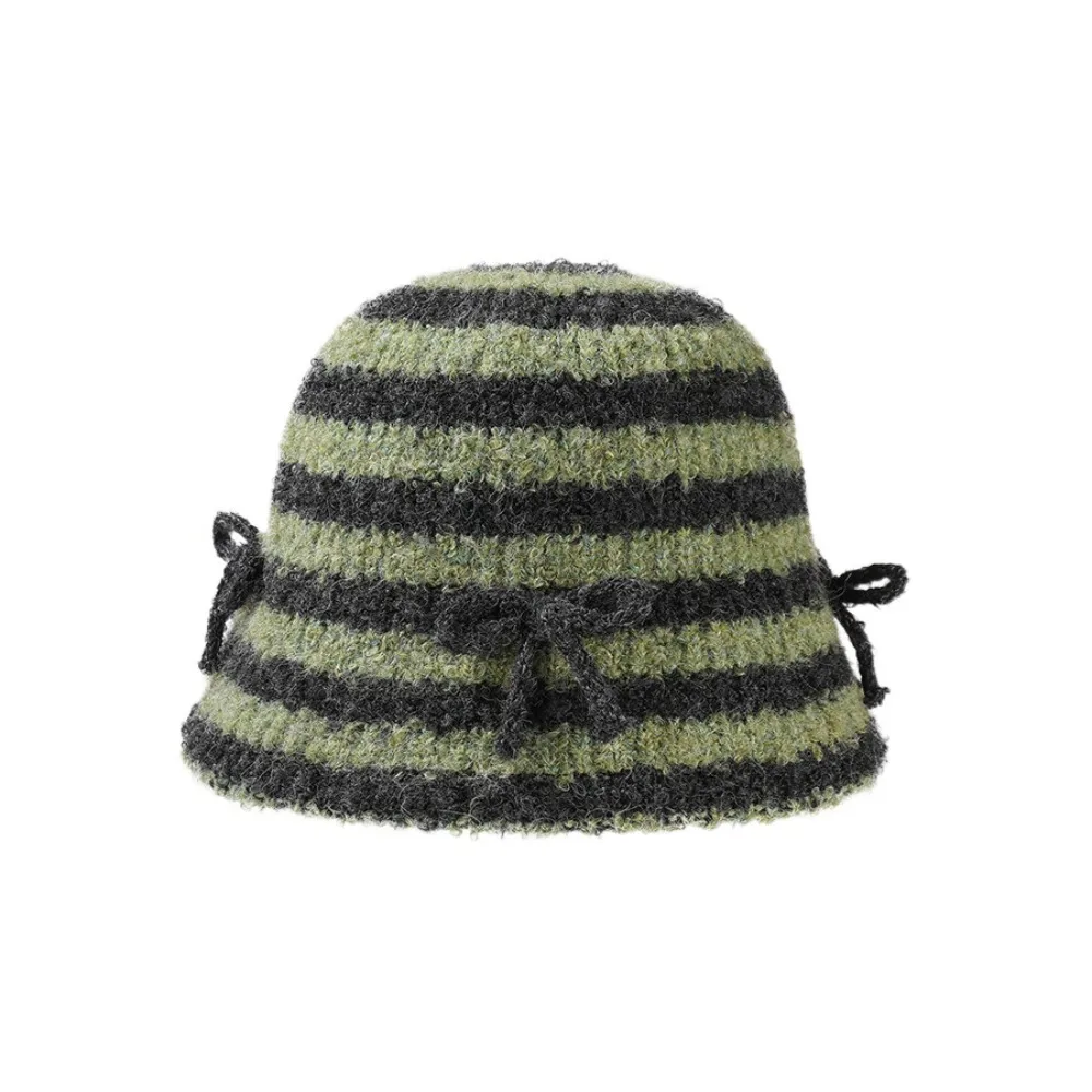

Simple Striped Bowknot Knitted Hat Keep Warm Beanies Women Bucket Hat Thickened Korean Style Winter Fisherman Hat Girl