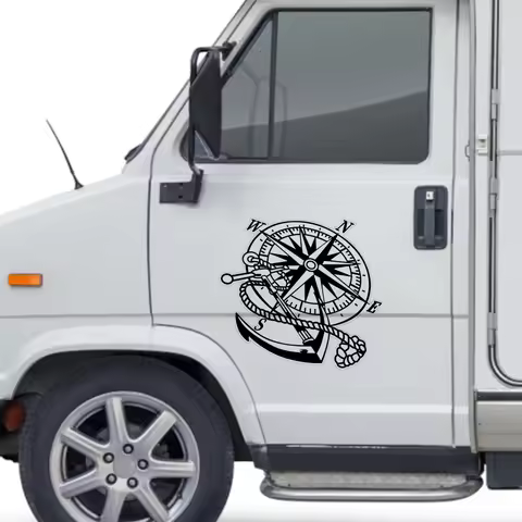 Car Sticker Creative Compass Anchor Waterproof Vinyl Decal For RV Car Truck Caravan Motorhome Exterior Styling Decor Accessories