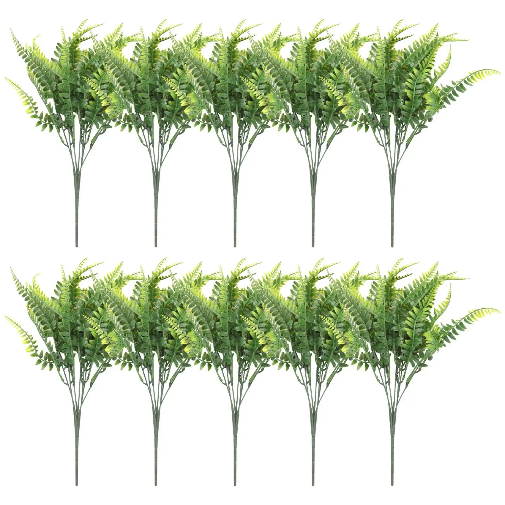 10Pcs Artificial Boston Fern Bush Plastic Plant Hanging Fake Greenery Home Decor