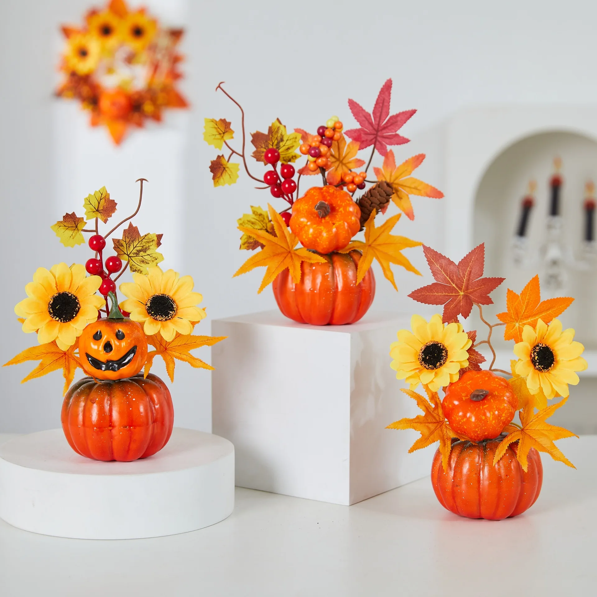 

Artificial Pumpkin Maple Leaf Pumpkin Halloween Fall Harvest Festival Ghost Festival Scene Simulation Decoration Home Decor