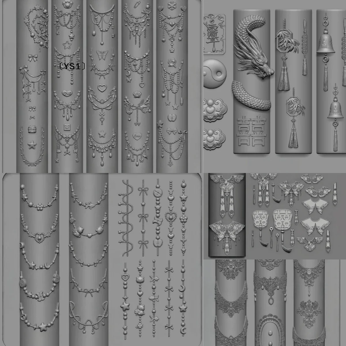 〔YS1〕3D Butterfly Flower Silicone Nail Mold Sweet Bow Bead Chain Transparent For DIY Nail Art Decor Manicure Design Tool