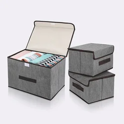Fold Non-woven Fabric Storage Box Gray Home Supplies Clothing Underwear Sock And Kid Toy Storage Organizer Cosmetics