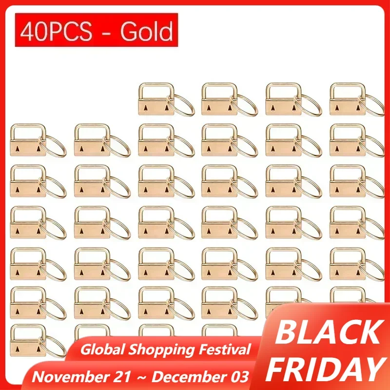 40PCS/Set Webbing Tail Clip Key Fob 25mm keychain Split Ring For Wrist Wristlets Cotton Tail Clip Hardware Accessories