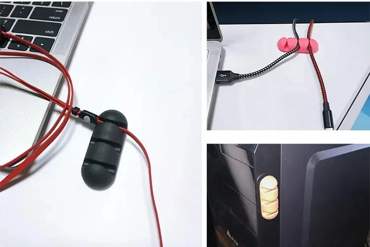 NNBILI-Enrouleur de câble USB en silicone, clips de gestion de bureau, support de câble pour souris, sauna, téléphone