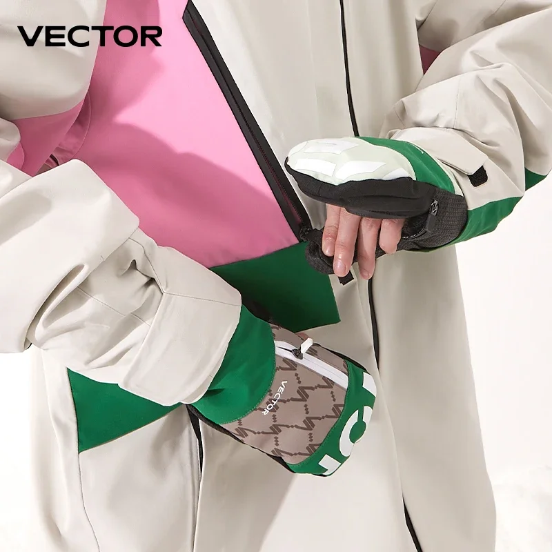 Vector Women Men Outdoor Double Board Snowboard Kevlar Waterproof Wear-resistant Semi Detachable Gloves 3M Cotton