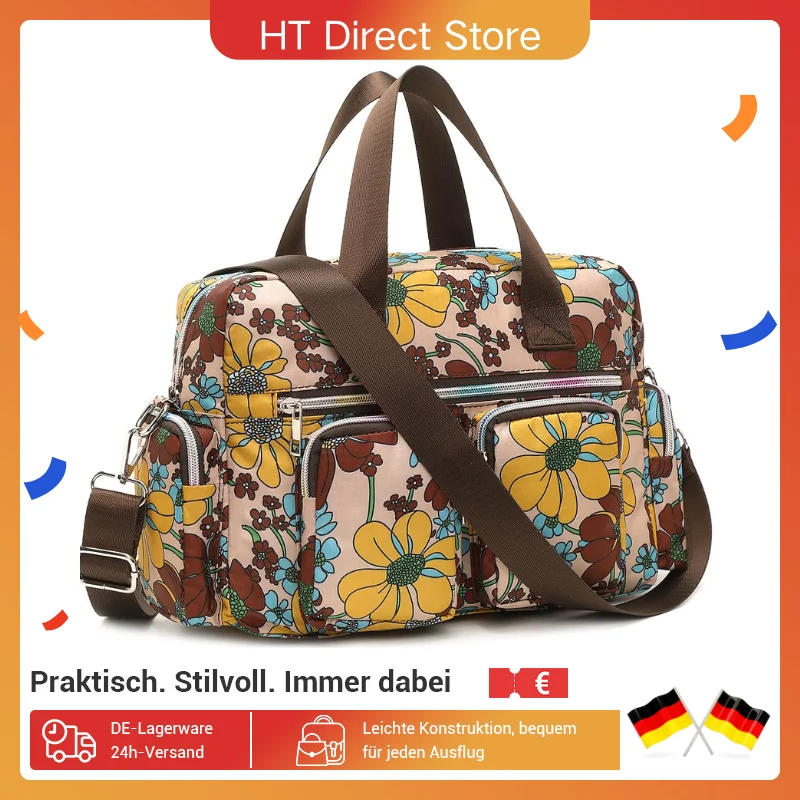 KONO Floral Light Borsa da DONNA impermeabile Borsa a tracolla grande multifunzionale per lavoro, shopping, viaggi