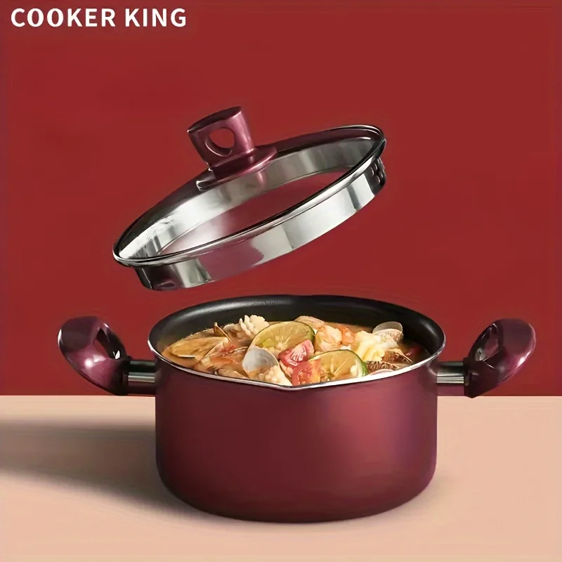 

COOKER KING 20CM/22CM Non-Stick Soup Pot 304 Stainless Steel Double-Ear Pot Soup Pot Suitable For Induction Cooker Gas Stove
