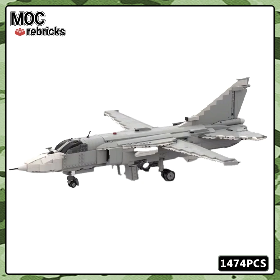 MOC Military Series Sukhoi Su-24 Model Flying War Weapons Building Block Matching Suit DIY Children's Toy Holiday Gift