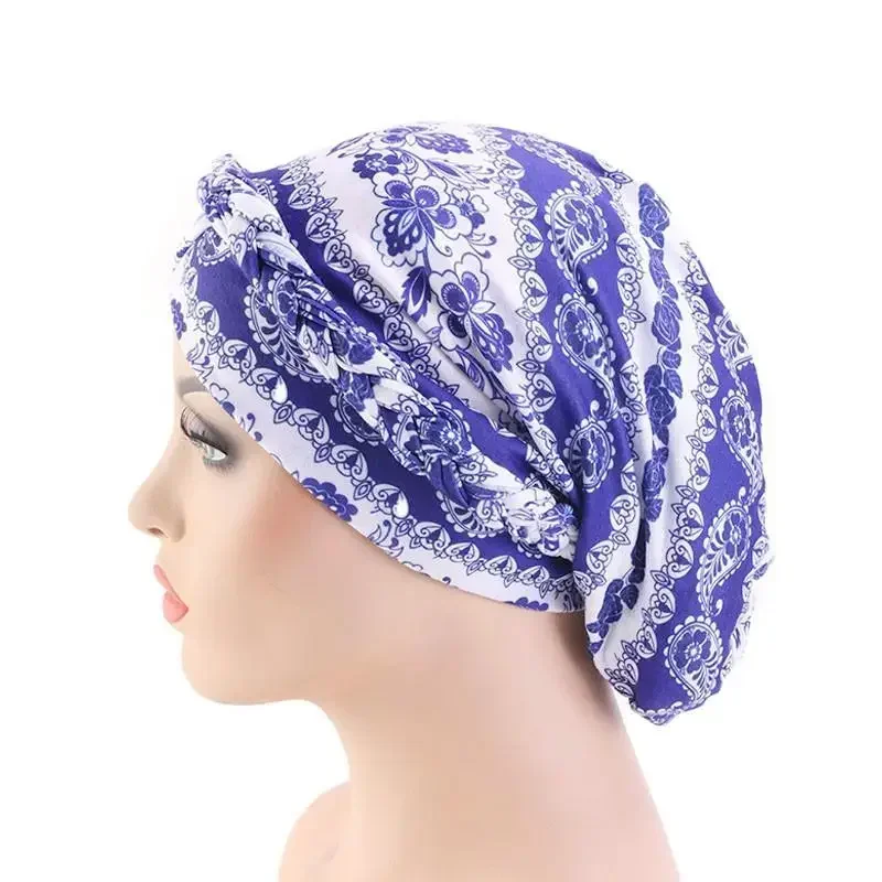 Boho Women Muslim Beanie Hair Loss Hat Printed Hats Braid Cancer Chemo Head Cover Caps Bonnet Islamic Turban Arab Head Wrap New
