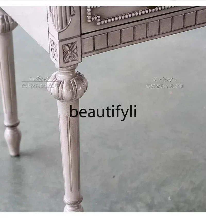 

American retro old solid wood desk carved luxury bedroom dressing table writing table a16